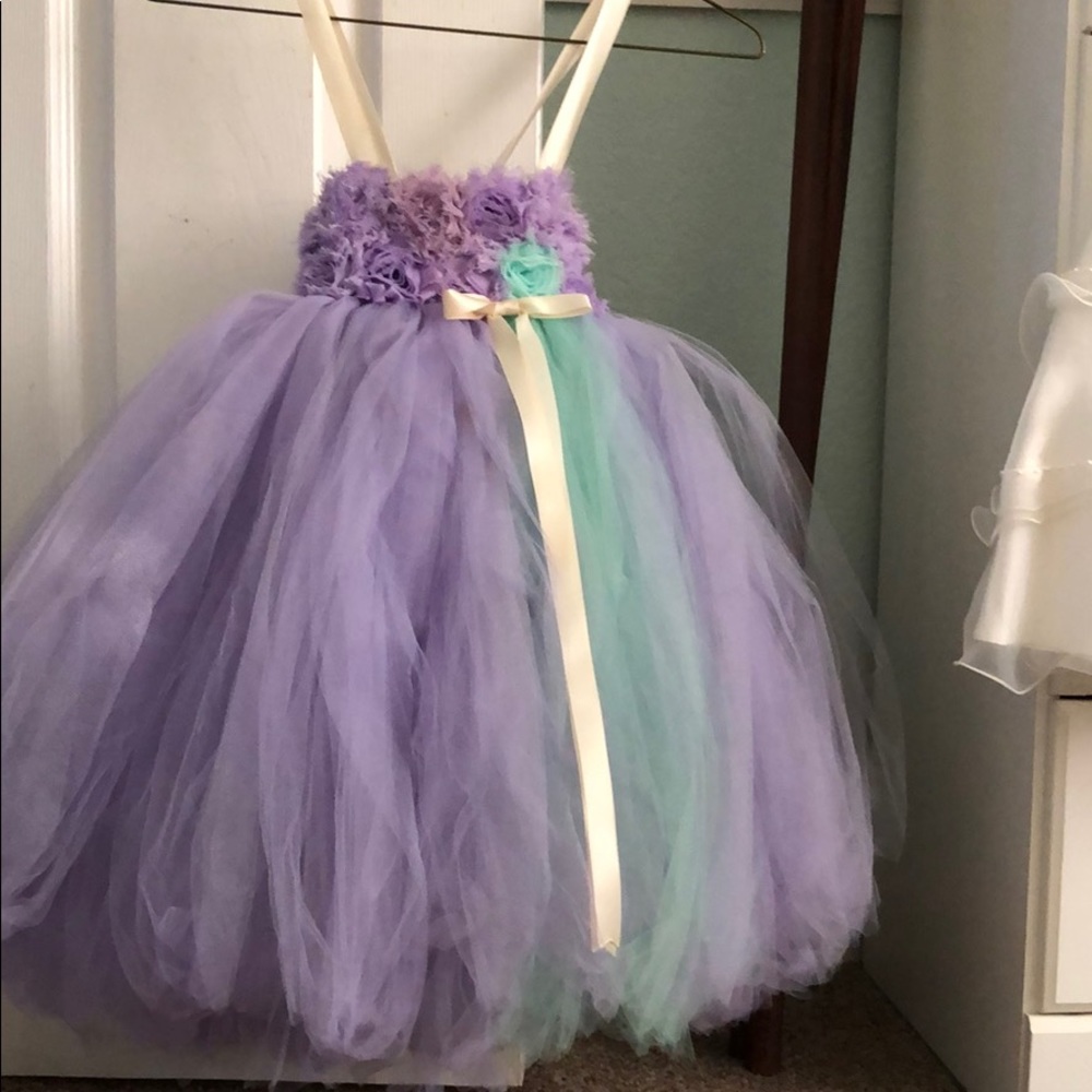 Purple and blue stripe dress with straps